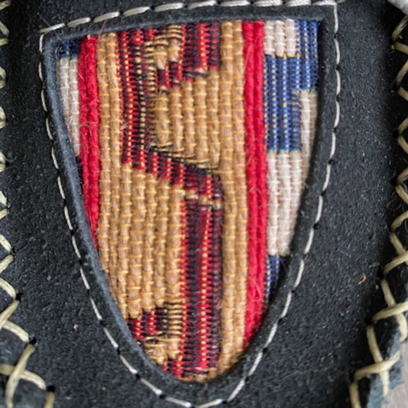 Laurentian Chief moccasin slippers L7 suede leather black aztec inspired - Picture 6 of 16